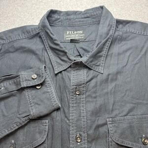 CC Filson Alaskan Guide Shirt Black Button Down Men's Size XXL-Long